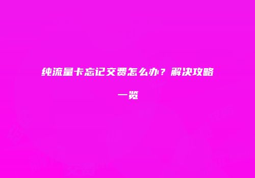 纯流量卡忘记交费怎么办?解决攻略一览