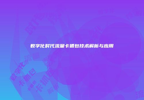 数字化时代流量卡抓包技术解析与应用