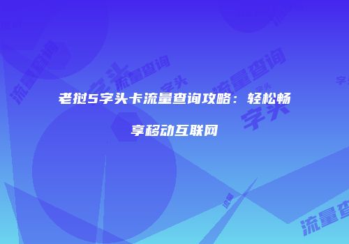 老挝5字头卡流量查询攻略：轻松畅享移动互联网
