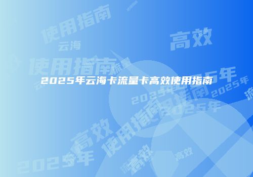 2025年云海卡流量卡高效使用指南