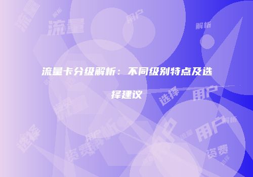 流量卡分级解析:不同级别特点及选择建议