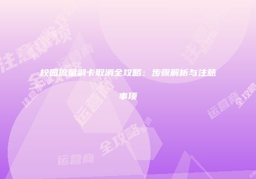 校园流量副卡取消全攻略：步骤解析与注意事项