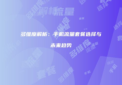 多维度解析：手机流量套餐选择与未来趋势