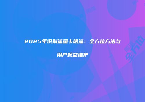 2025年识别流量卡限流:全方位方法与用户权益维护
