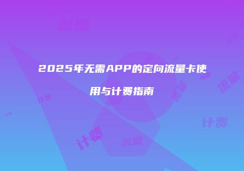 2025年无需APP的定向流量卡使用与计费指南