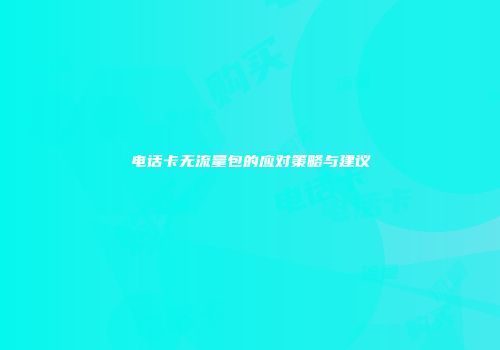 电话卡无流量包的应对策略与建议