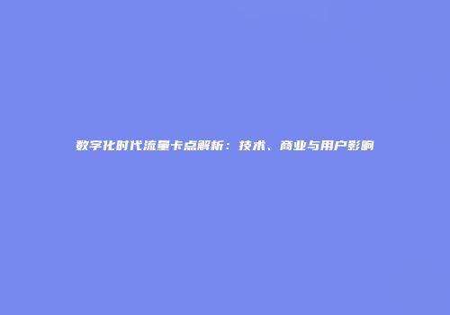 数字化时代流量卡点解析:技术、商业与用户影响