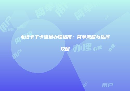 电话卡子卡流量办理指南:简单流程与选择攻略