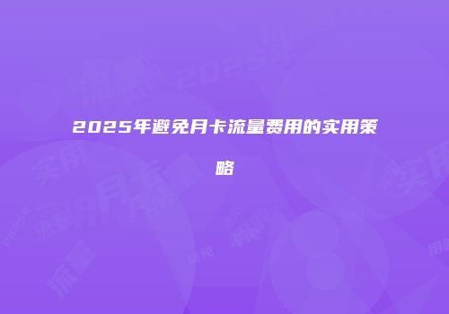 2025年避免月卡流量费用的实用策略