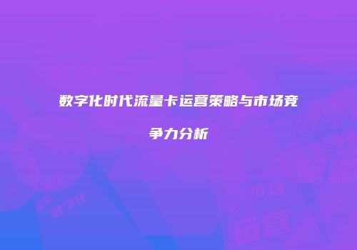 数字化时代流量卡运营策略与市场竞争力分析