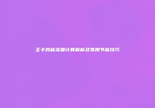 王卡跨省流量计算解析及费用节省技巧