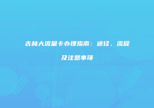 吉林大流量卡办理指南：途径、流程及注意事项
