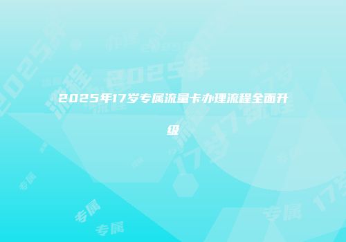 2025年17岁专属流量卡办理流程全面升级