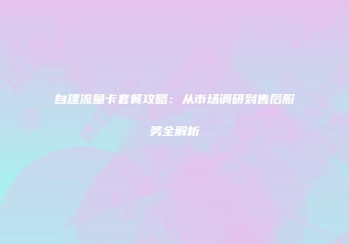自建流量卡套餐攻略:从市场调研到售后服务全解析