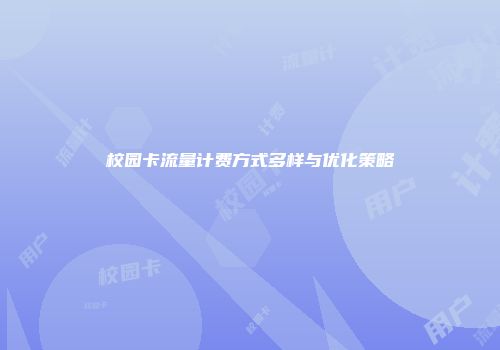 校园卡流量计费方式多样与优化策略