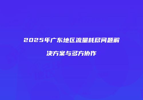2025年广东地区流量耗尽问题解决方案与多方协作