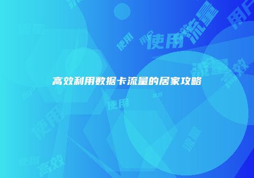 高效利用数据卡流量的居家攻略