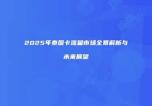 2025年泰国卡流量市场全景解析与未来展望