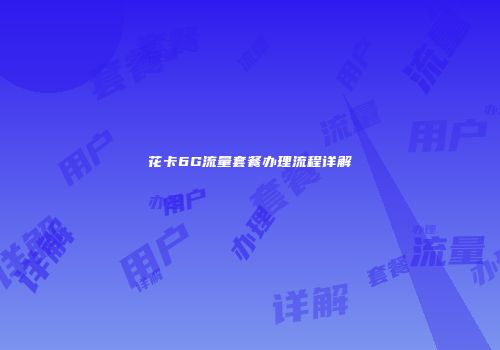 花卡6G流量套餐办理流程详解