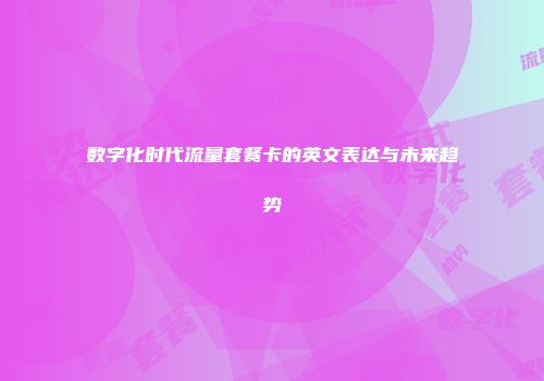 数字化时代流量套餐卡的英文表达与未来趋势