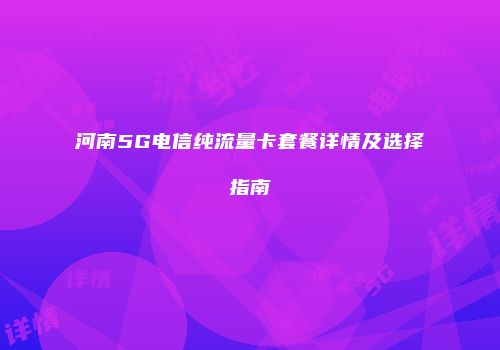 河南5G电信纯流量卡套餐详情及选择指南
