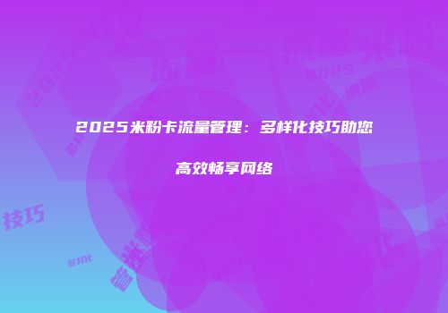 2025米粉卡流量管理：多样化技巧助您高效畅享网络