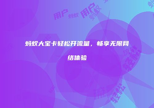蚂蚁大宝卡轻松开流量,畅享无限网络体验
