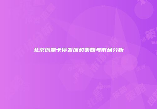 北京流量卡停发应对策略与市场分析