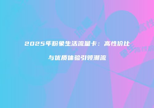 2025年粉象生活流量卡:高性价比与优质体验引领潮流