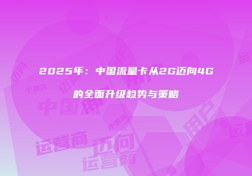 2025年:中国流量卡从2G迈向4G的全面升级趋势与策略
