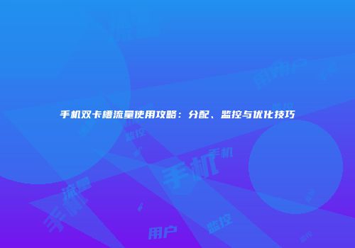 手机双卡槽流量使用攻略:分配、监控与优化技巧