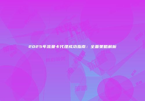 2025年流量卡代理成功指南：全面策略解析