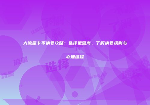 大流量卡不换号攻略:选择运营商、了解换号规则与办理流程