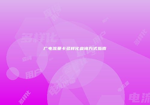 广电流量卡多样化查询方式指南