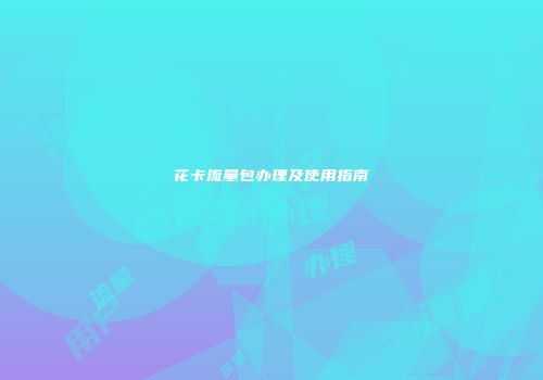 花卡流量包办理及使用指南