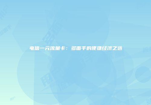 电信一元流量卡:多面手的便捷经济之选