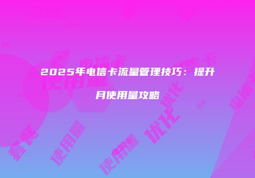 2025年电信卡流量管理技巧:提升月使用量攻略