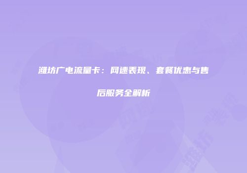 潍坊广电流量卡:网速表现、套餐优惠与售后服务全解析
