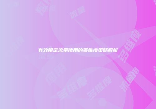 有效限定流量使用的多维度策略解析