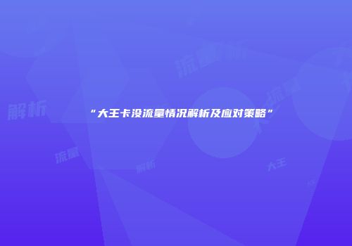 “大王卡没流量情况解析及应对策略”