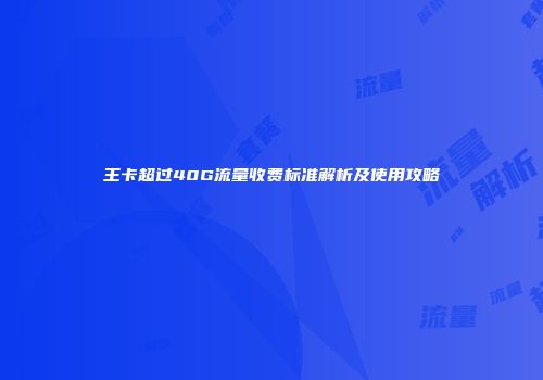 王卡超过40G流量收费标准解析及使用攻略