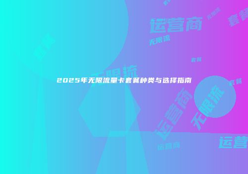 2025年无限流量卡套餐种类与选择指南