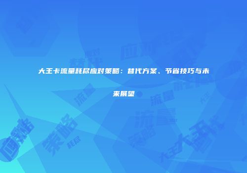 大王卡流量耗尽应对策略：替代方案、节省技巧与未来展望