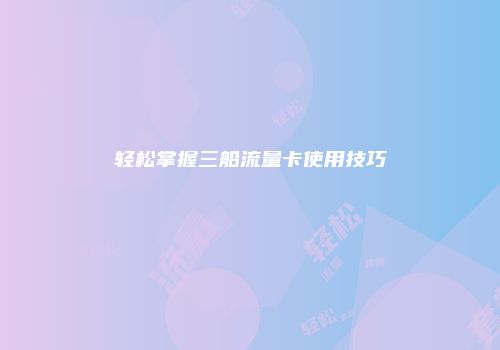 轻松掌握三船流量卡使用技巧