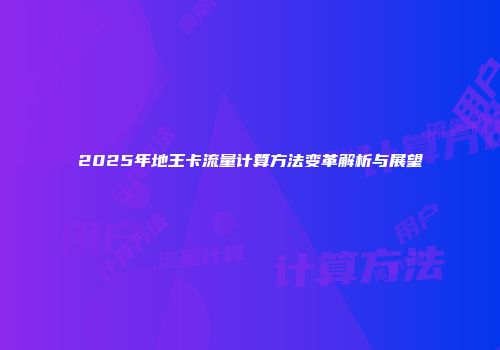 2025年地王卡流量计算方法变革解析与展望