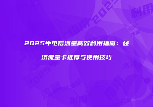 2025年电信流量高效利用指南:经济流量卡推荐与使用技巧