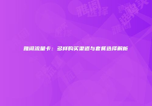 雅阁流量卡:多样购买渠道与套餐选择解析