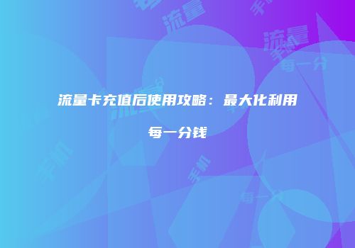 流量卡充值后使用攻略：最大化利用每一分钱