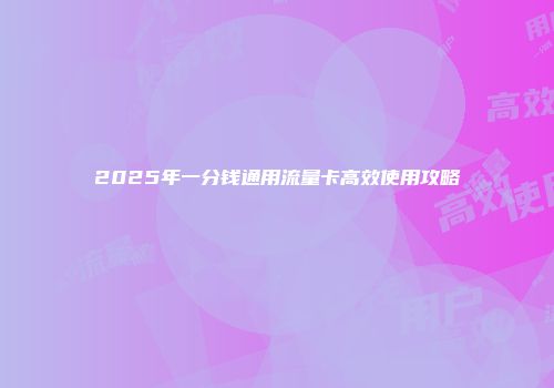 2025年一分钱通用流量卡高效使用攻略