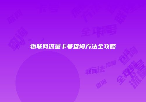 物联网流量卡号查询方法全攻略